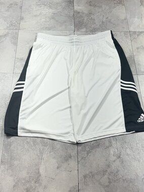 adidas Basketball Shorts Men's XL White Black Colorblock 3 Stripe Y2K